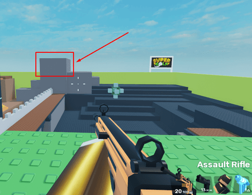 The corner of the Crossroads map with the Jump Shard behind it in RIVALS