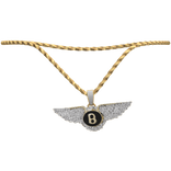 [1.0] 14k Gold Rope Chain Bentley Pendant Set