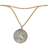 [1.0] 14k Gold Rope Chain Benz Pendant Set