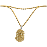 [1.0] 14k Gold Rope Chain Jesus Piece Set