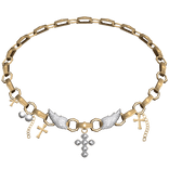 1.0 angel crystal cross chain necklace gold