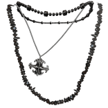 1.0 Beaded Chrome Silver Necklace Set