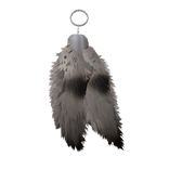 (1.0) Double grey & black Fox/Wolf Tails Keychain