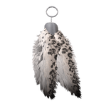 (1.0) Double white & black Leopard Tails Keychain