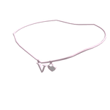 1.0 Initial Necklace: V (Pink)