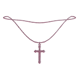 1.0 Pink Pendant Diamond Plated Cross Necklace 