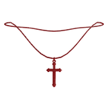 1.0 Red Pendant Diamond Plated Cross Necklace 