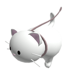 (1.0) White Fat Cat on a Leash 