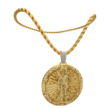 10K gold round Saint Lazarus pendant