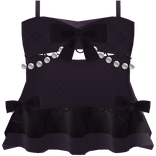 ♡・Coquette Bow & Pearl Polka-Dot Dress・Black