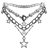 2000's Grunge Pearl Necklace in Black