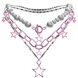 2000's Grunge Pearl Necklace in Pink