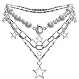 2000's Grunge Pearl Necklace in Silver