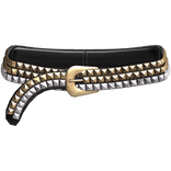 2000s Mc-bling Gold Rhinestone Belt in Black