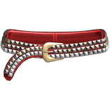 2000s Mc-bling Gold Studded Rhinestone Belt in Red