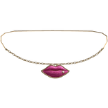 2000s McBling Rhinestone Lip Necklace (PinkGold)