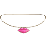 2000s McBling Rhinestone Lip Necklace (PinkGold)