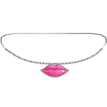 2000s McBling Rhinestone Lip Necklace (PinkSilver)