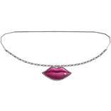 2000s McBling Rhinestone Lip Necklace (PinkSilver)