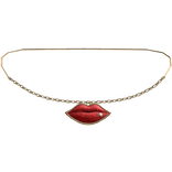 2000s McBling Rhinestone Lip Necklace (RedGold)