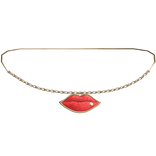 2000s McBling Rhinestone Lip Necklace (RedGold)