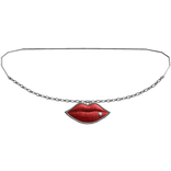 2000s McBling Rhinestone Lip Necklace (RedSilver)