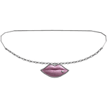 2000s McBling Rhinestone Lip Necklace (RosaSilver)