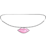 2000s McBling Rhinestone Lip Necklace (RosaSilver)