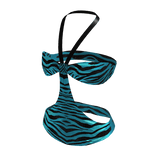 2000s Satin Summer Halter Top | Blue Zebra Print