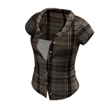 2000s vintage flannel shirt w/ crop top (brown)