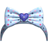 (21) Sky Blue w Navy Polka Bow Headband