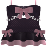 ♡・Coquette Bow & Pearl Polka-Dot Dress・Black Pink