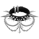 3.0 Choker Chrome Cross Heavy Spiked Emo Necklace