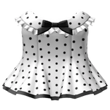 3.0 cute polka dot dress & bow collar - white