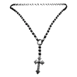 3.0 Emo Vkei Black Beaded Cross Rosary 