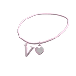 3.0 Initial Necklace: V (Pink)