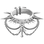 3.0 PBR Choker Chrome Cross Heavy Spiked Necklace