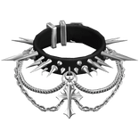 3.0 PBR Choker Chrome Cross Heavy Spiked Necklace