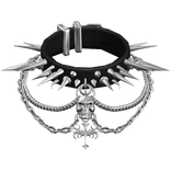 3.0 PBR Choker Heavy Spiked Chrome Cross Necklace