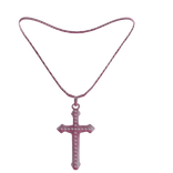 3.0 Pink Pendant Diamond Plated Cross Necklace 