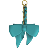 (3.0) Preppy Cute Ribbon Keychain Gold Blue