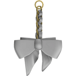 (3.0) Preppy Cute Ribbon Keychain Gold White