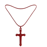 3.0 Red Pendant Diamond Plated Cross Necklace 