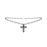 3.0 Silver Emerald Cross Necklace