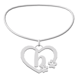 3.0 Silver Initial Paw Heart Necklace B ♡