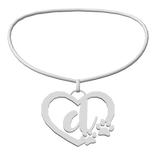 3.0 Silver Initial Paw Heart Necklace D ♡