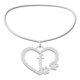 3.0 Silver Initial Paw Heart Necklace F ♡