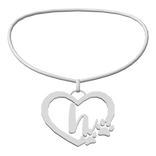 3.0 Silver Initial Paw Heart Necklace H ♡