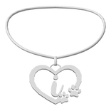 3.0 Silver Initial Paw Heart Necklace I ♡