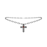 3.0 Silver Ruby Cross Necklace